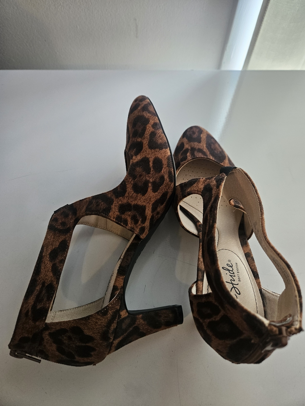 Life Stride Leopard Print Mary Jane Heels - Brown